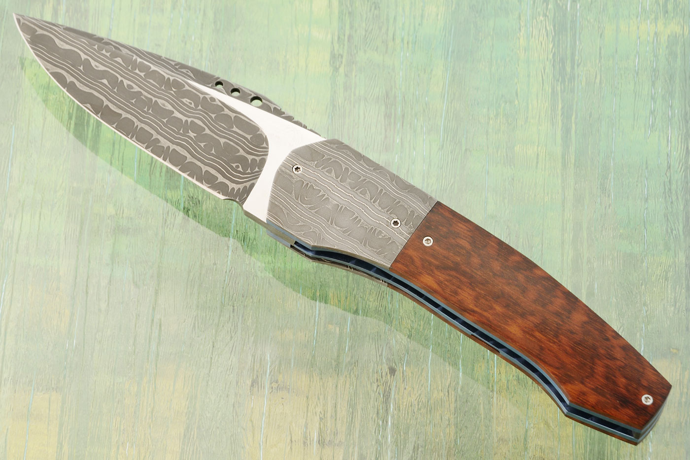 Coffin Midi Front Flipper with Damascus and Snakewood (IKBS)