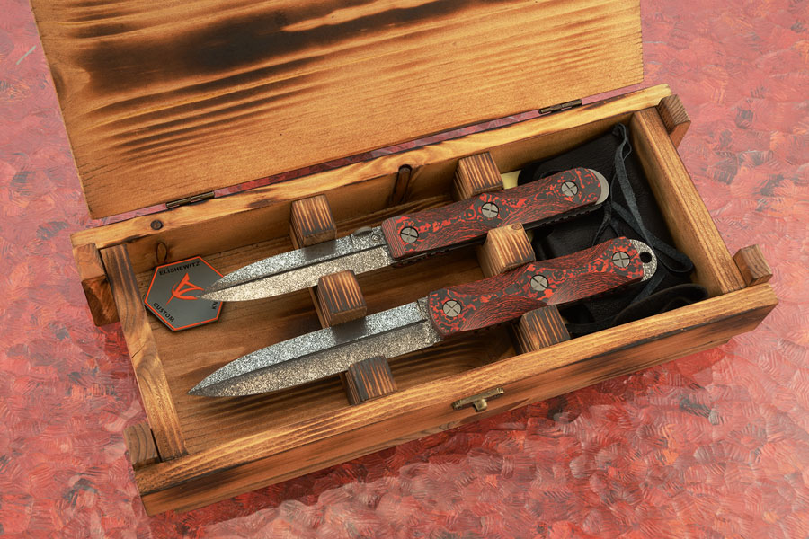 EK Commando Dagger Set with Red Lava Flow FatCarbon (Only 15 Made!)