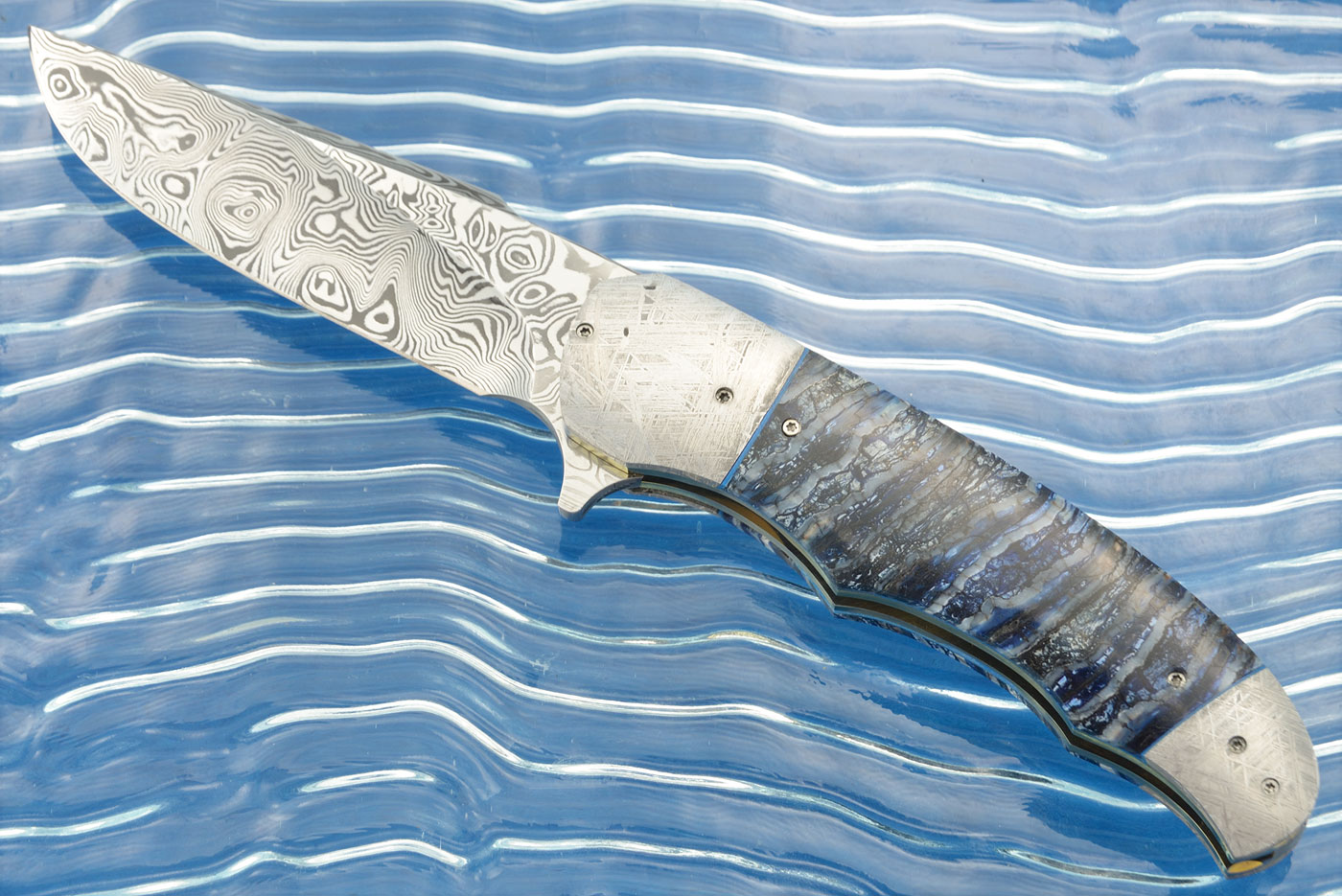 LL-HH Flipper with Mammoth Molar, Damascus, and Meteorite (Ceramic IKBS)