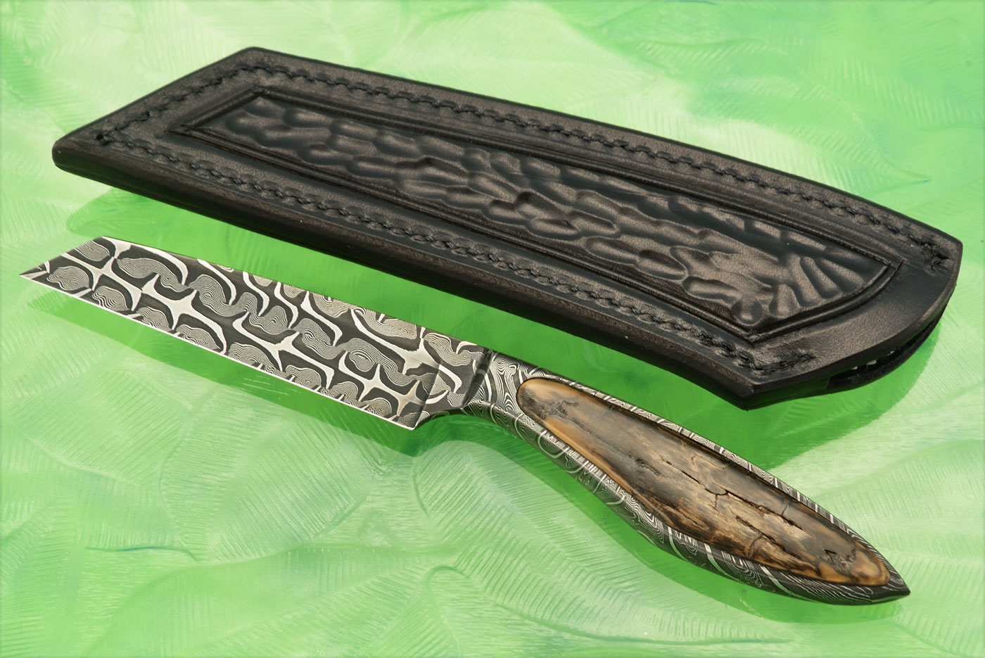 Integral Damascus Utility Tanto with Mammoth Ivory