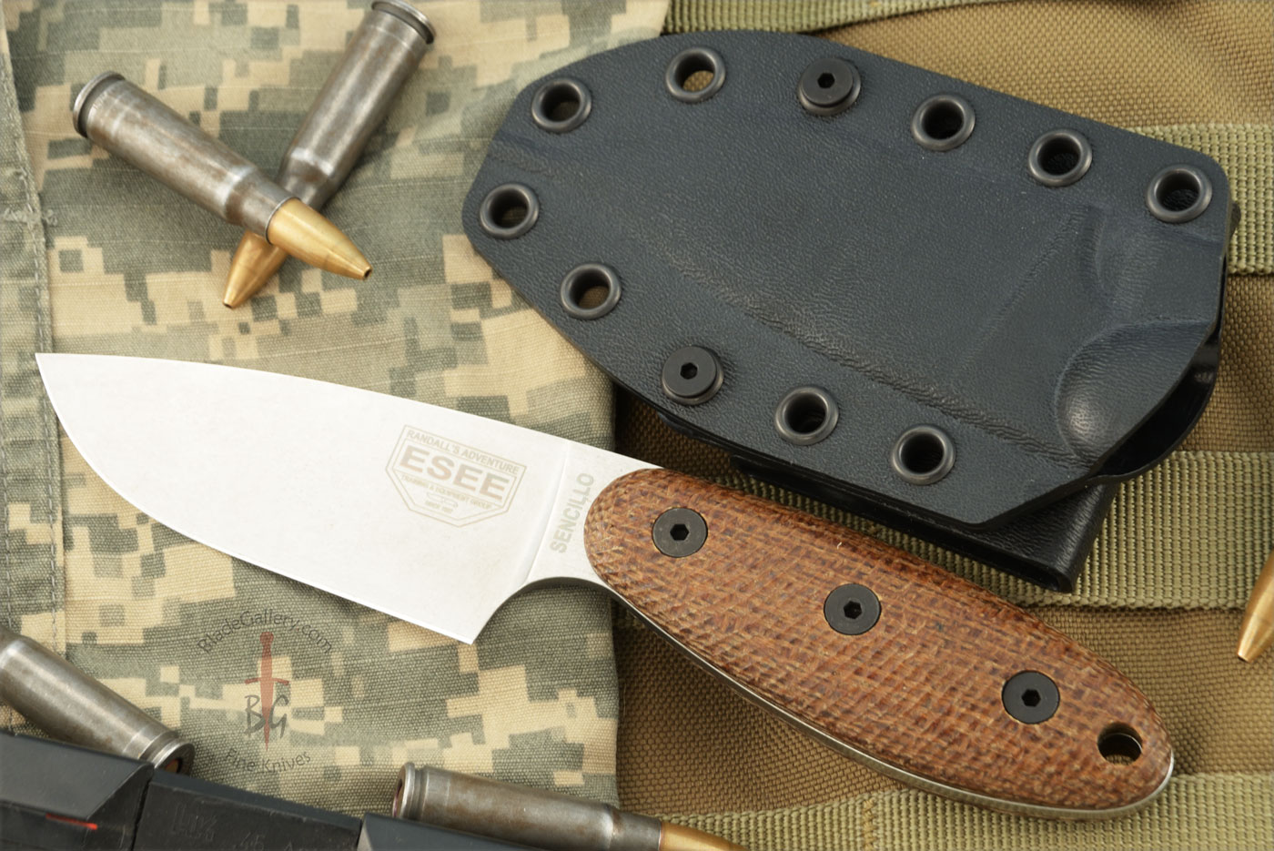 Sencillo Belt Knife with Burlap Micarta - A2