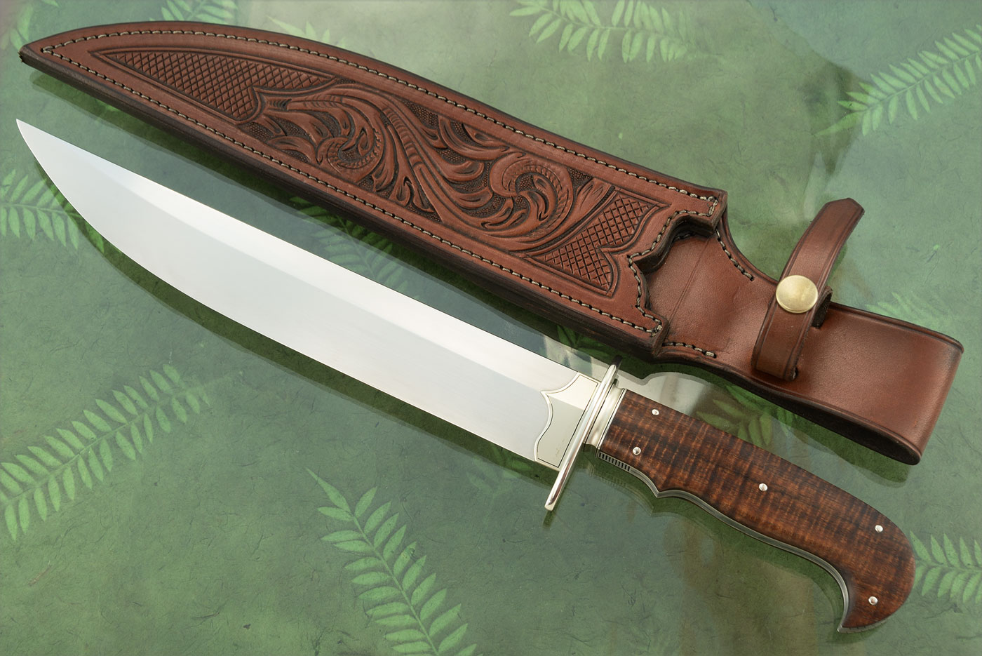 Frame Handle Bowie with Curly Koa - 52100<br><b><i>Best Bowie, Knifemakers Guild 2024</b></i>