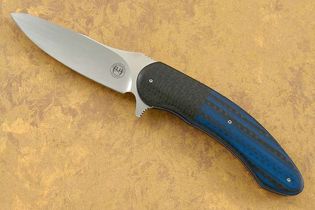 Flipper with Black and Blue G10 and Carbon Fiber (IKBS)