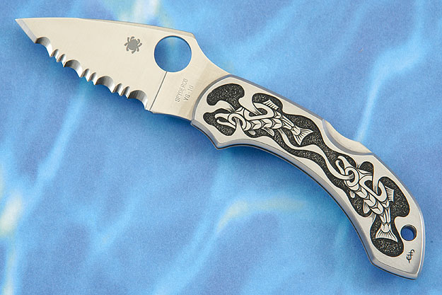 Engraved NW Style Salmon Motif - Dragonfly Folder