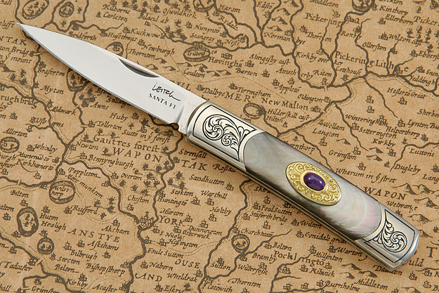 Engraved Acero with Mother of Pearl and Purple Star Sapphire