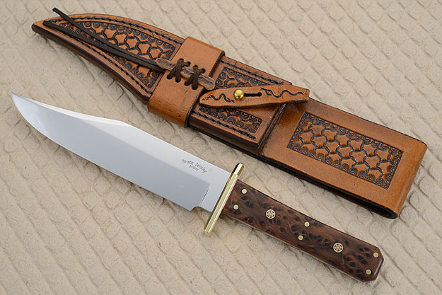 West Texas Style Bowie with Redwood Burl Lace