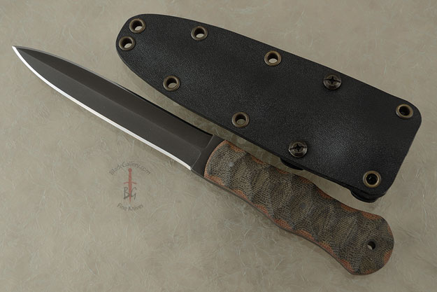 Tactical Dagger -- Wasp -- Sculpted Black and Brown Micarta