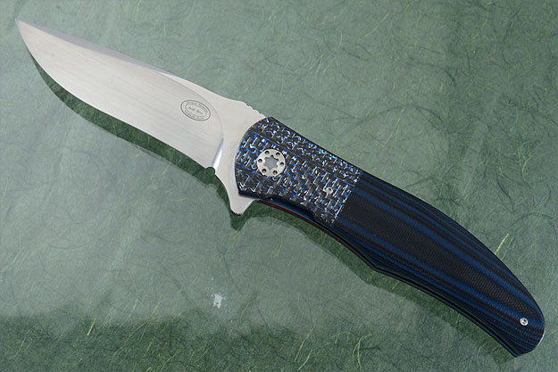 LL13 Flipper with Black and Blue G10 and Carbon Fiber (IKBS)