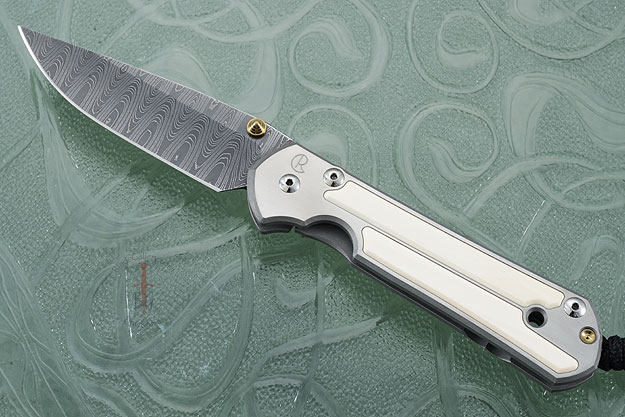 Large Sebenza 21 with Mammoth Ivory and Laddered Damascus