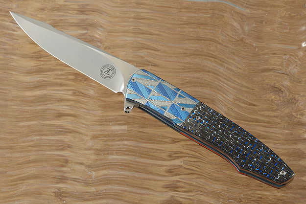 L19S Flipper with Blue/Silver Carbon Fiber and Engraved Titanium