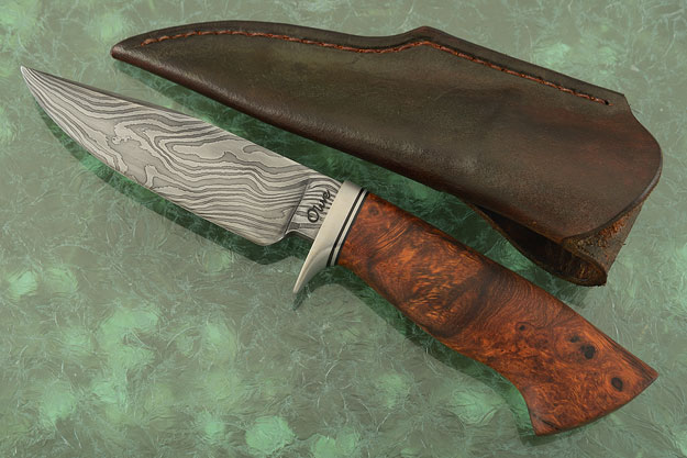 Damascus Clip Point Hunter with Ironwood