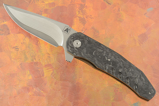 A3 Flipper with Damascus and Marbled Carbon Fiber (Ceramic IKBS)
