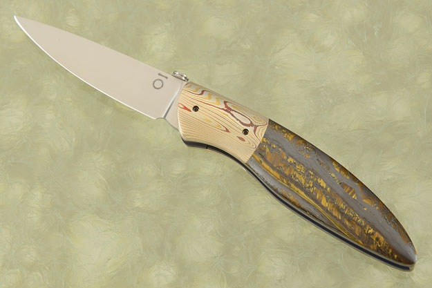 Drop Point Folder with Mokume and Tiger Iron