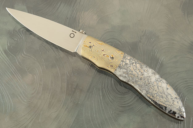 Drop Point Folder with Native Silver in Cobaltite