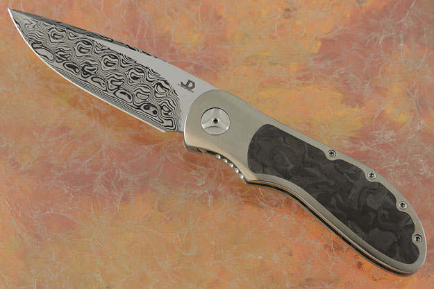 EDC Bolster Lock with Marbled Carbon Fiber and Damasteel (IKBS)