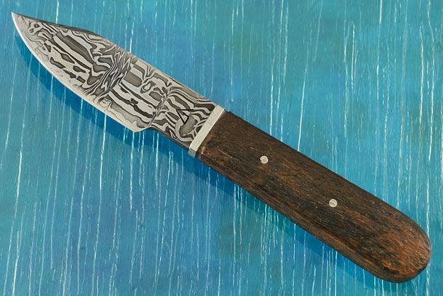 Damascus Clip Point Utility with Jigged Sambar Stag