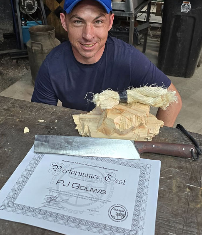 PJ Gouws after passing his journeyman smith performance test