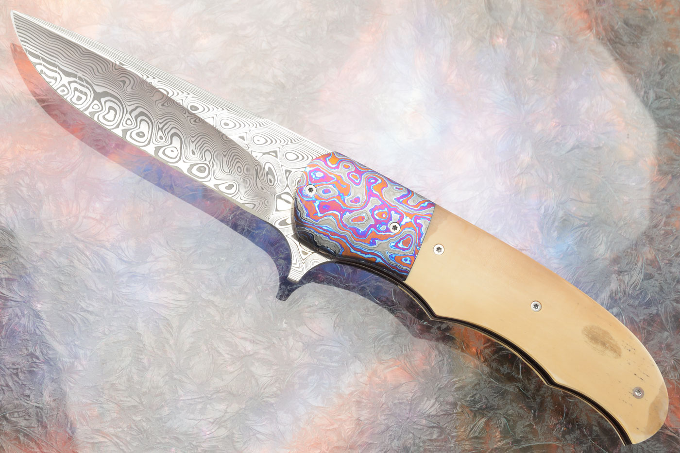 LL-BB Flipper with Mammoth Ivory, Black Timascus, and Damascus (Ceramic IKBS)
