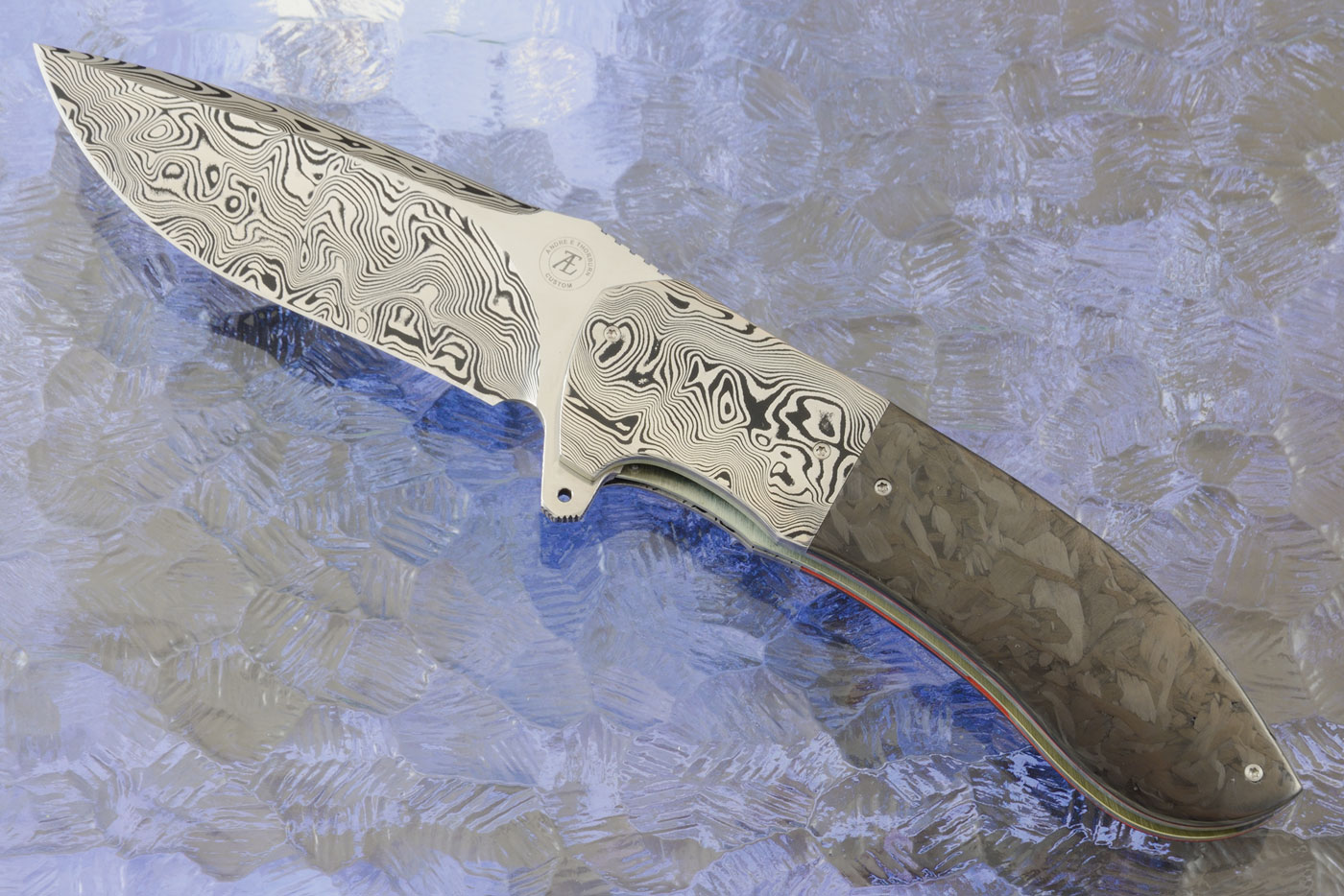 L50 Flipper with Damasteel and Marbled Carbon Fiber (Ceramic IKBS)
