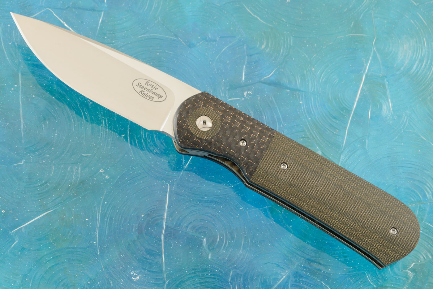 Samson Front Flipper with Green Canvas Micarta and Lightning Strike Carbon Fiber (IKBS)