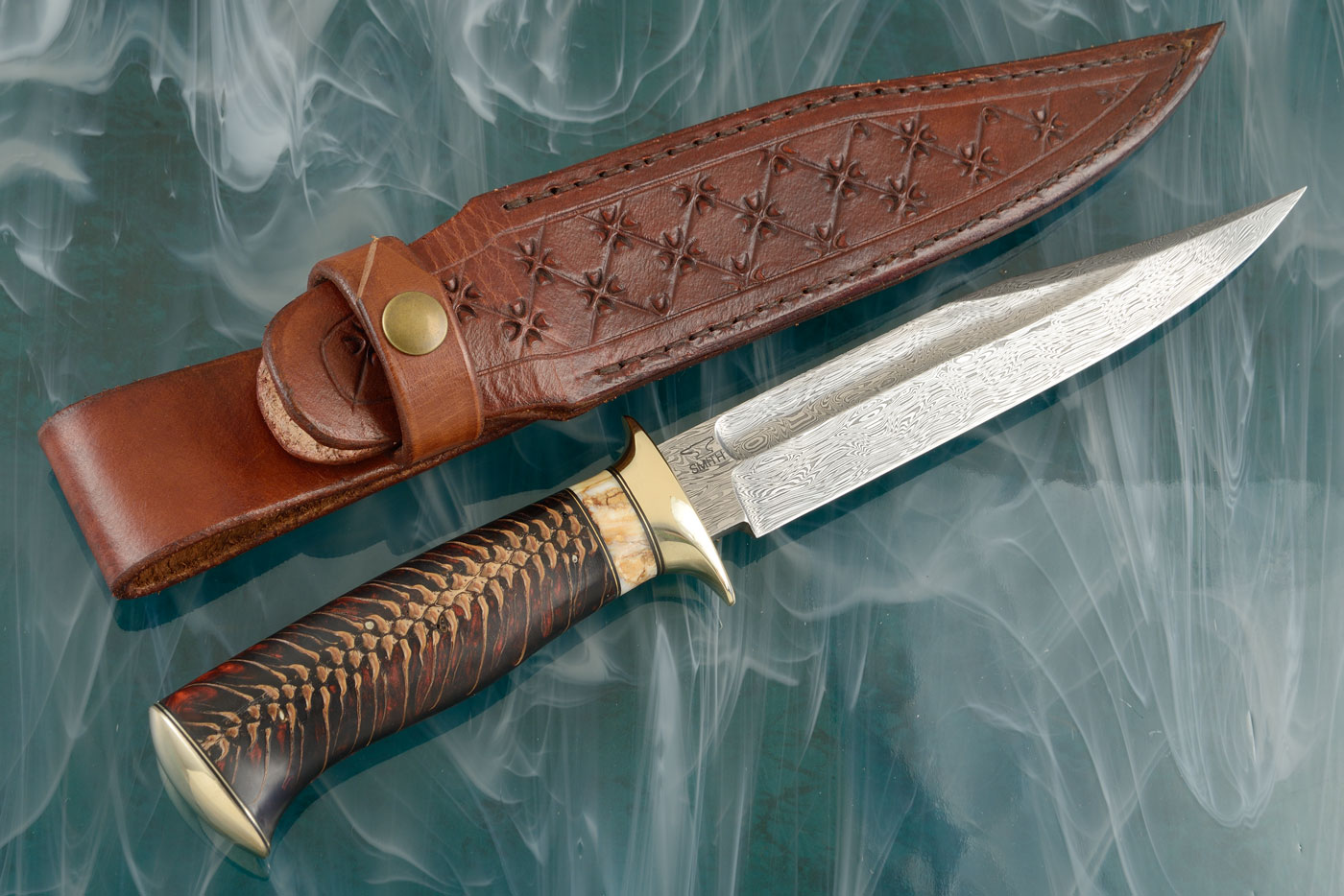 Damascus Bowie with Resin Cast Cone