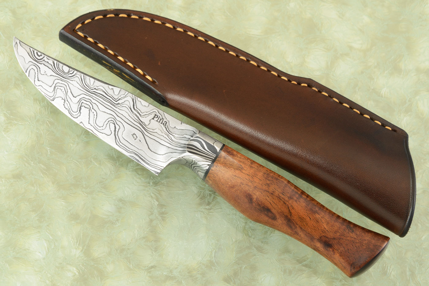 Integral Damascus Clip Point Hunter with Curly Koa