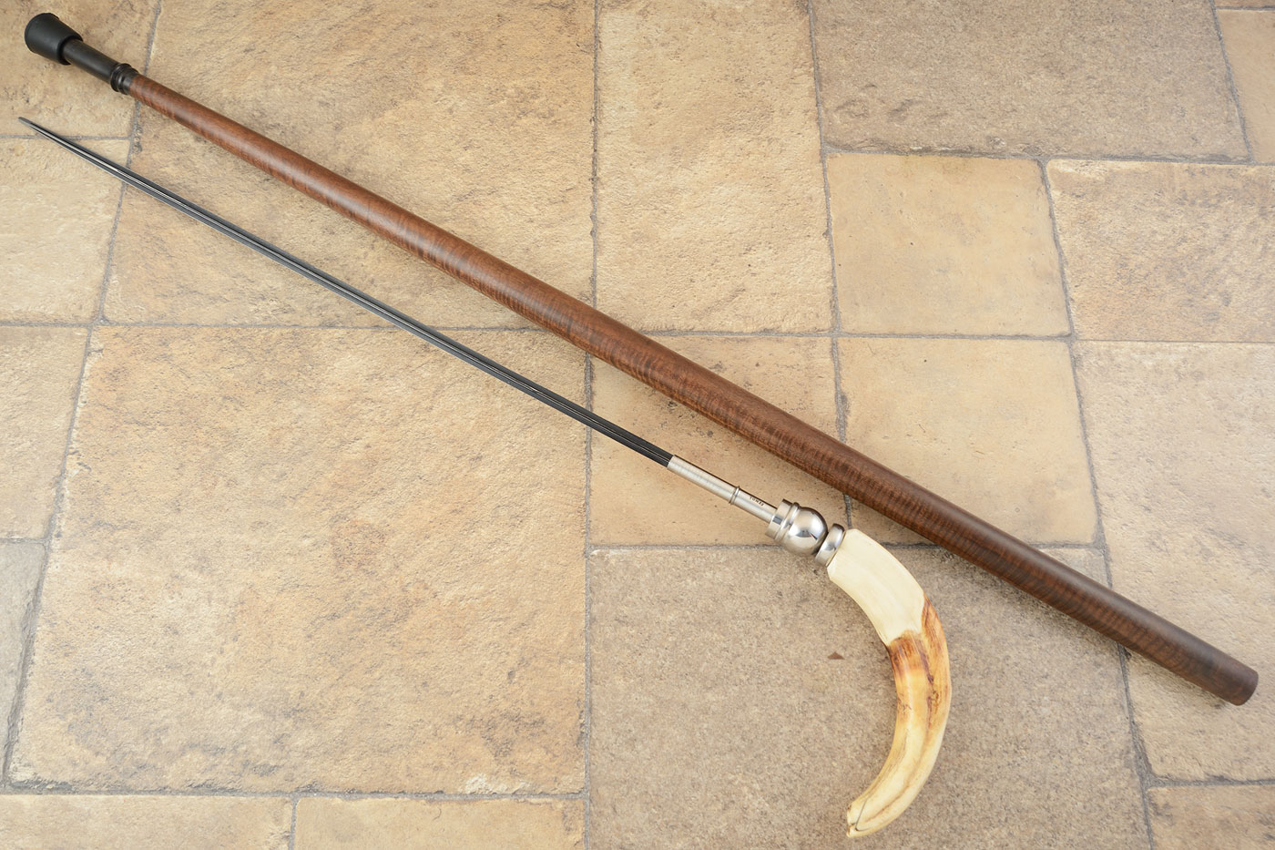 Warthog Sword Cane with Circassian Walnut