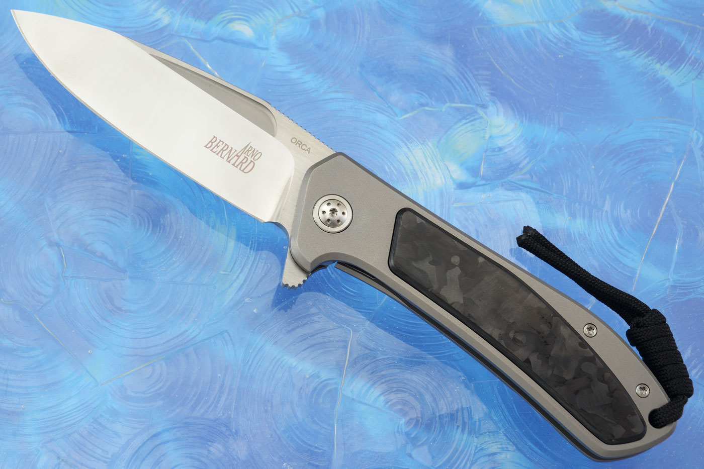 Orca Frame Lock Flipper with Marble Carbon Fiber Inlay - M390