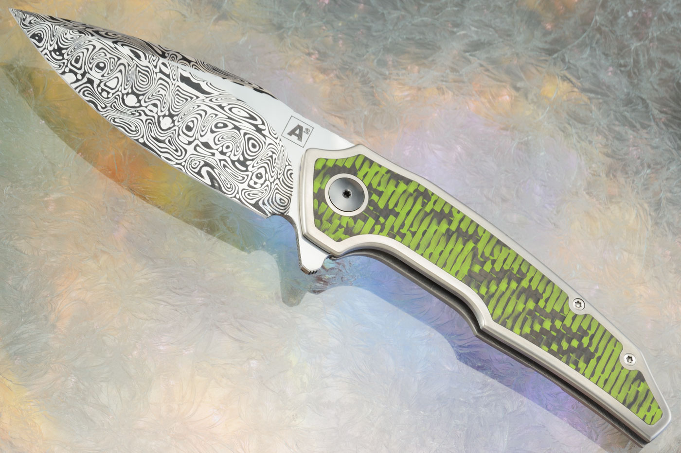 A6 Middi with Damasteel and FatCarbon Green Carbon Fiber