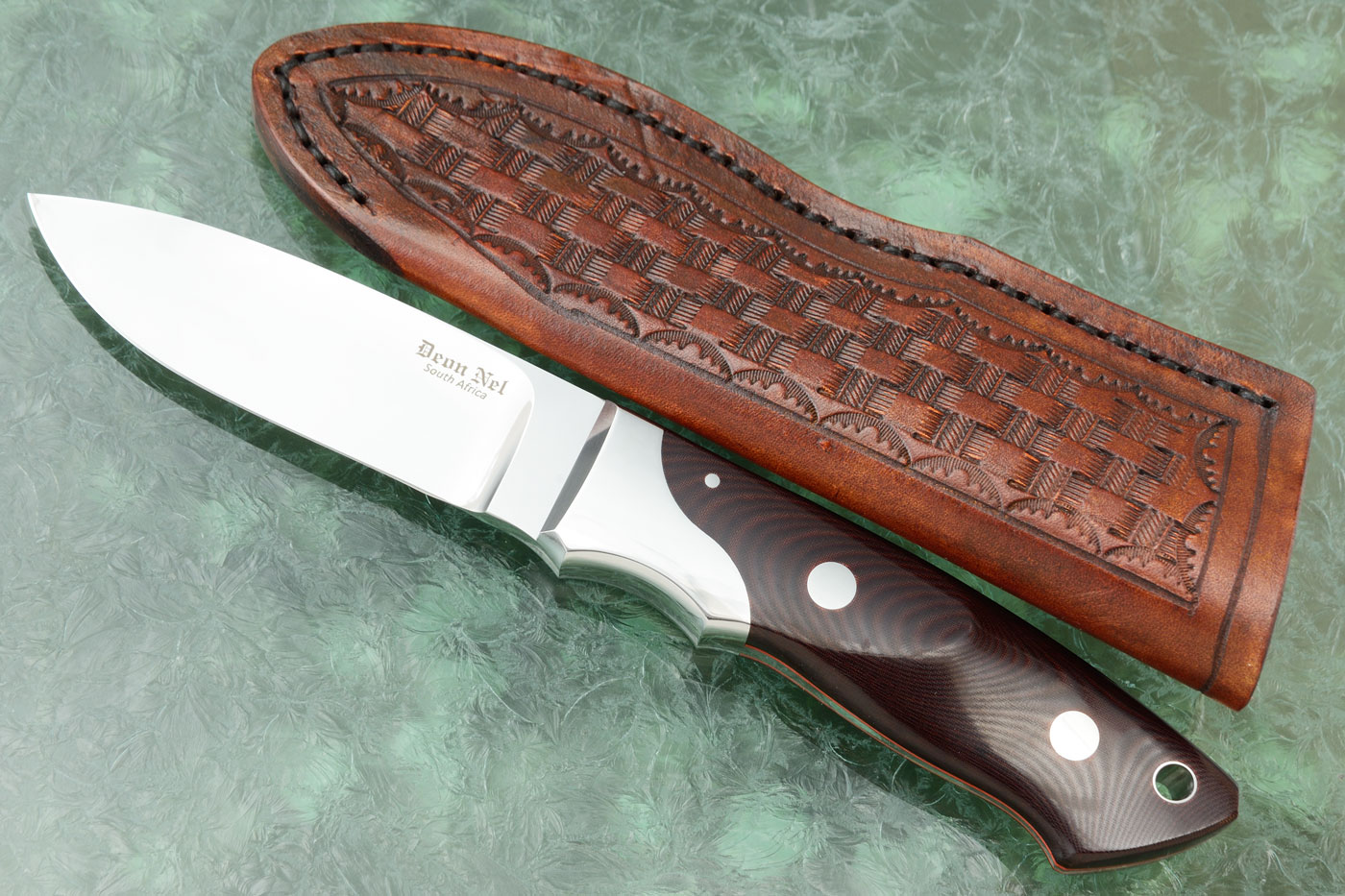 Loveless Drop Point Hunter with Maroon Micarta and S-Bolster