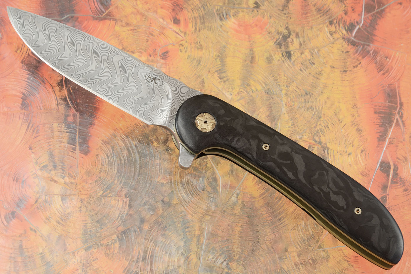 H1 Flipper with Marble Carbon Fiber and Damasteel