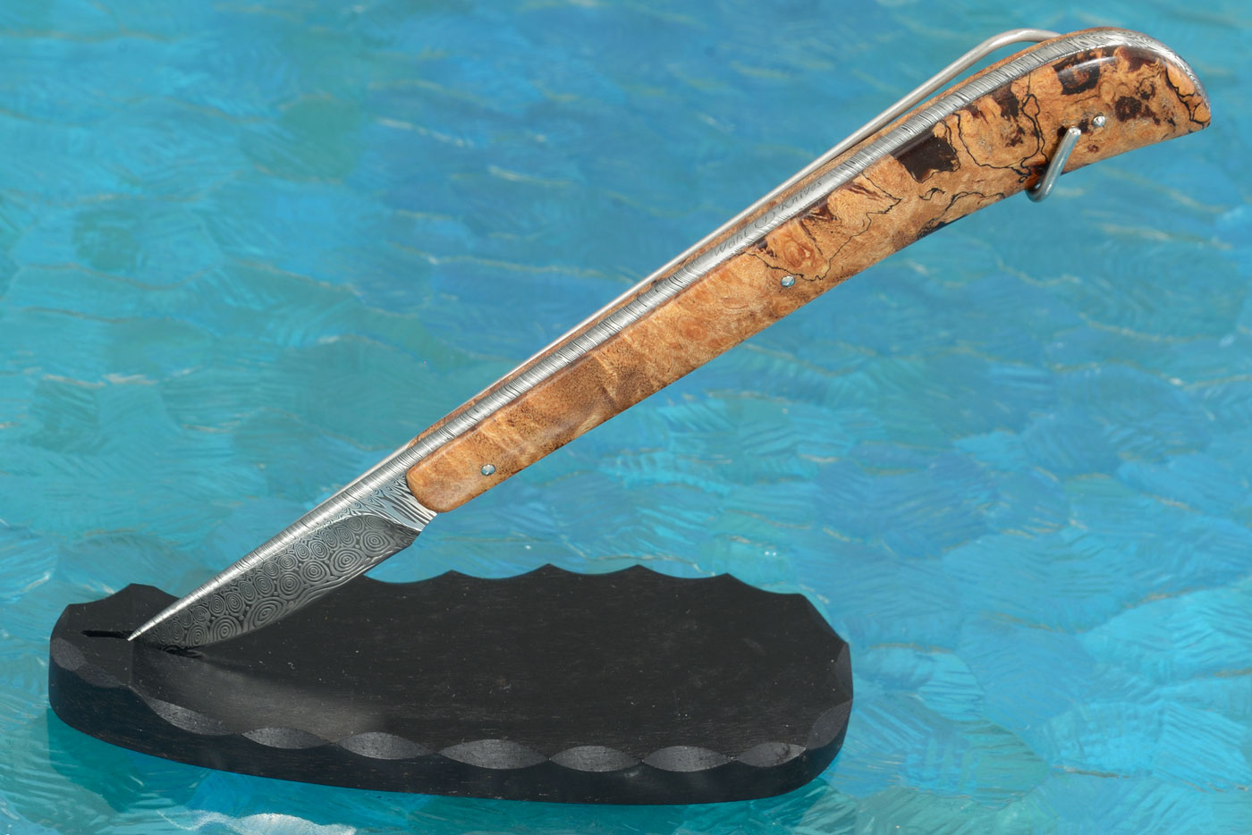Damascus Scalpel Desk Knife with Spalted Maple Burl