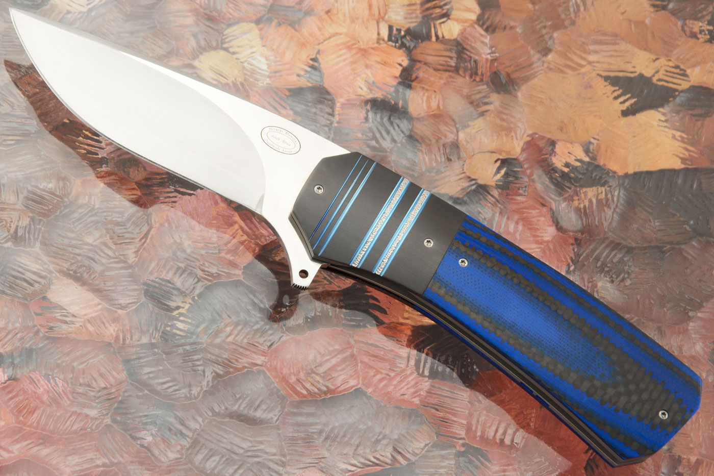 LL15 Flipper with Blue G10/Carbon Fiber and Zirconium (Ceramic IKBS) - M390