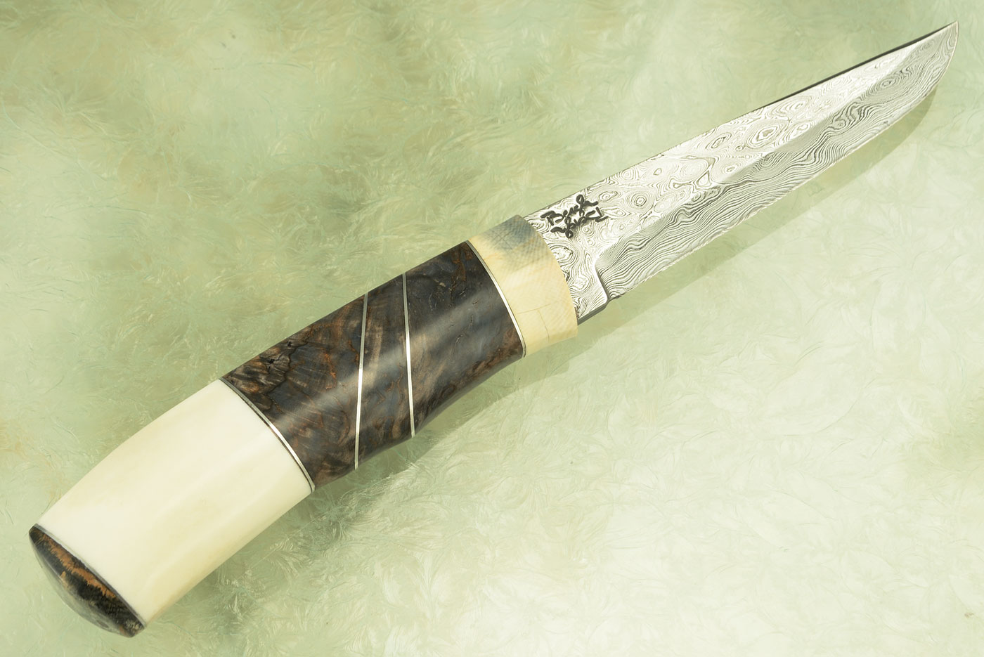 Damascus Hunter with Mammoth Ivory, Sallow Root and Reindeer Antler