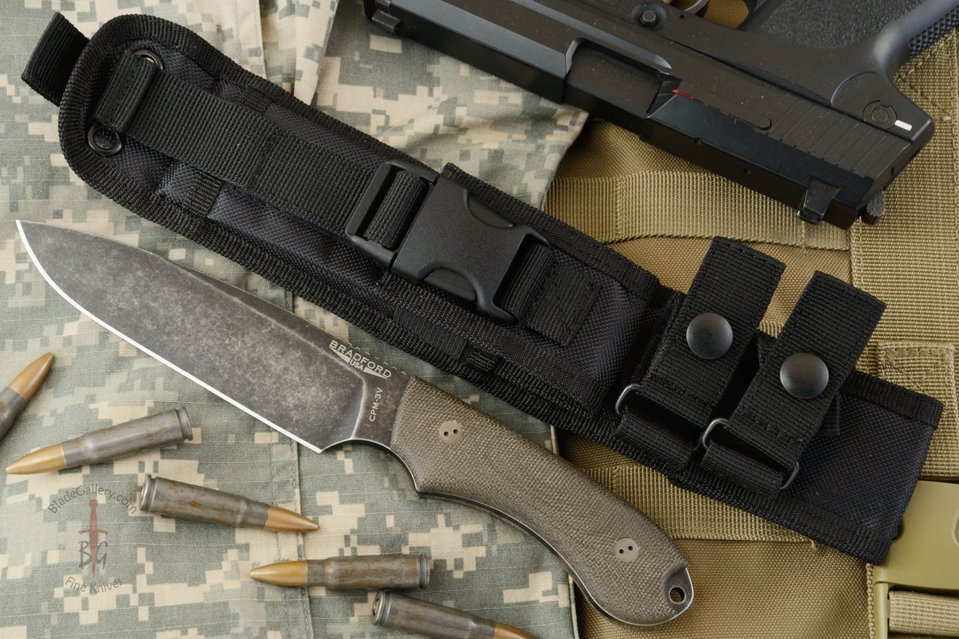 Guardian 5 - 3D OD Green Micarta, Nimbus Blade, Sabre Grind