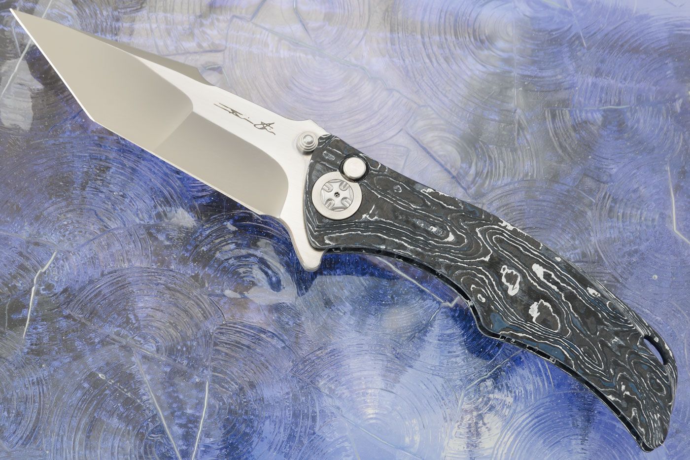 Tighe Down Integral Button Lock Flipper with FatCarbon - Tanto