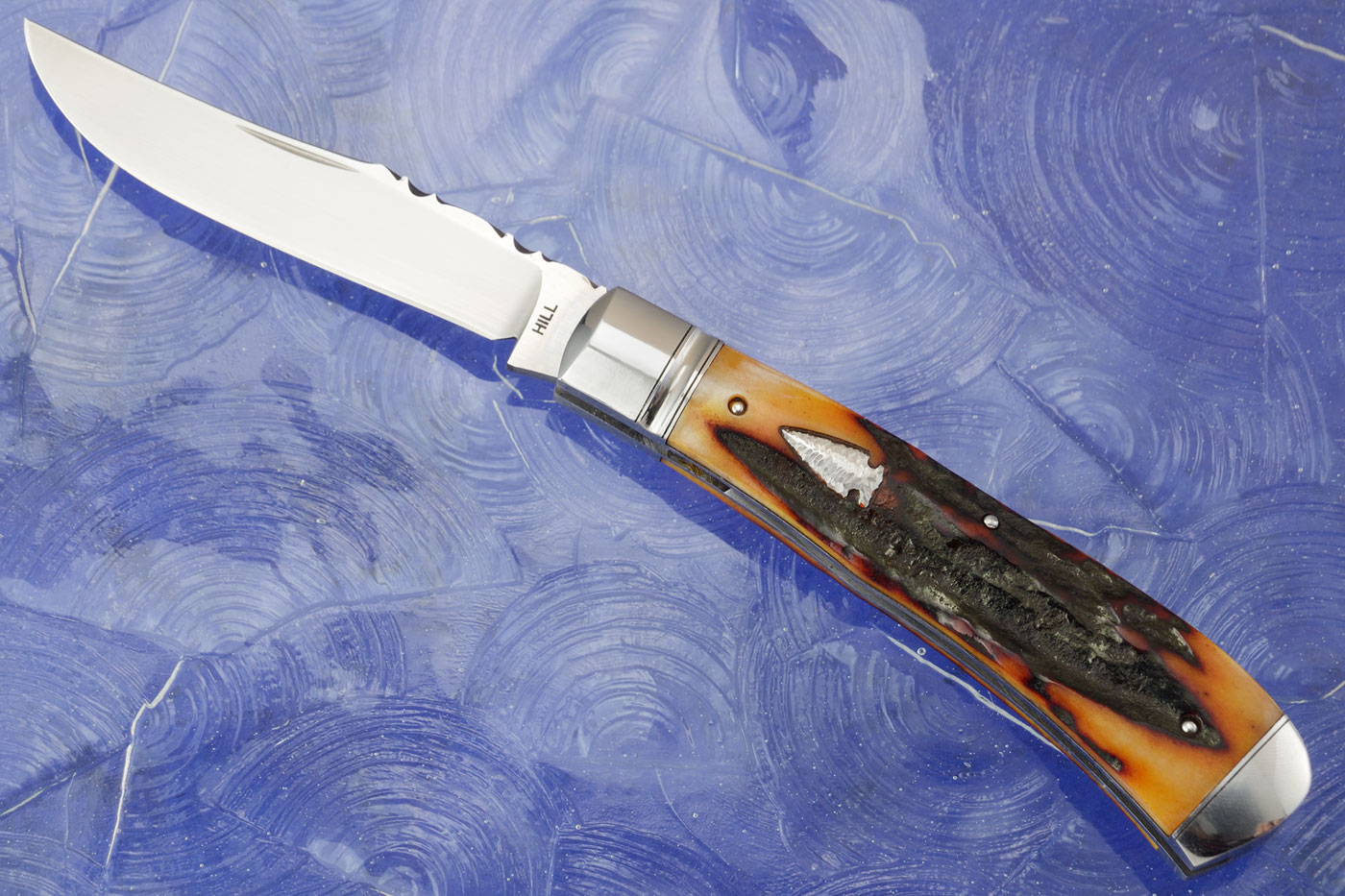 Slipjoint Trapper with Amber Stag