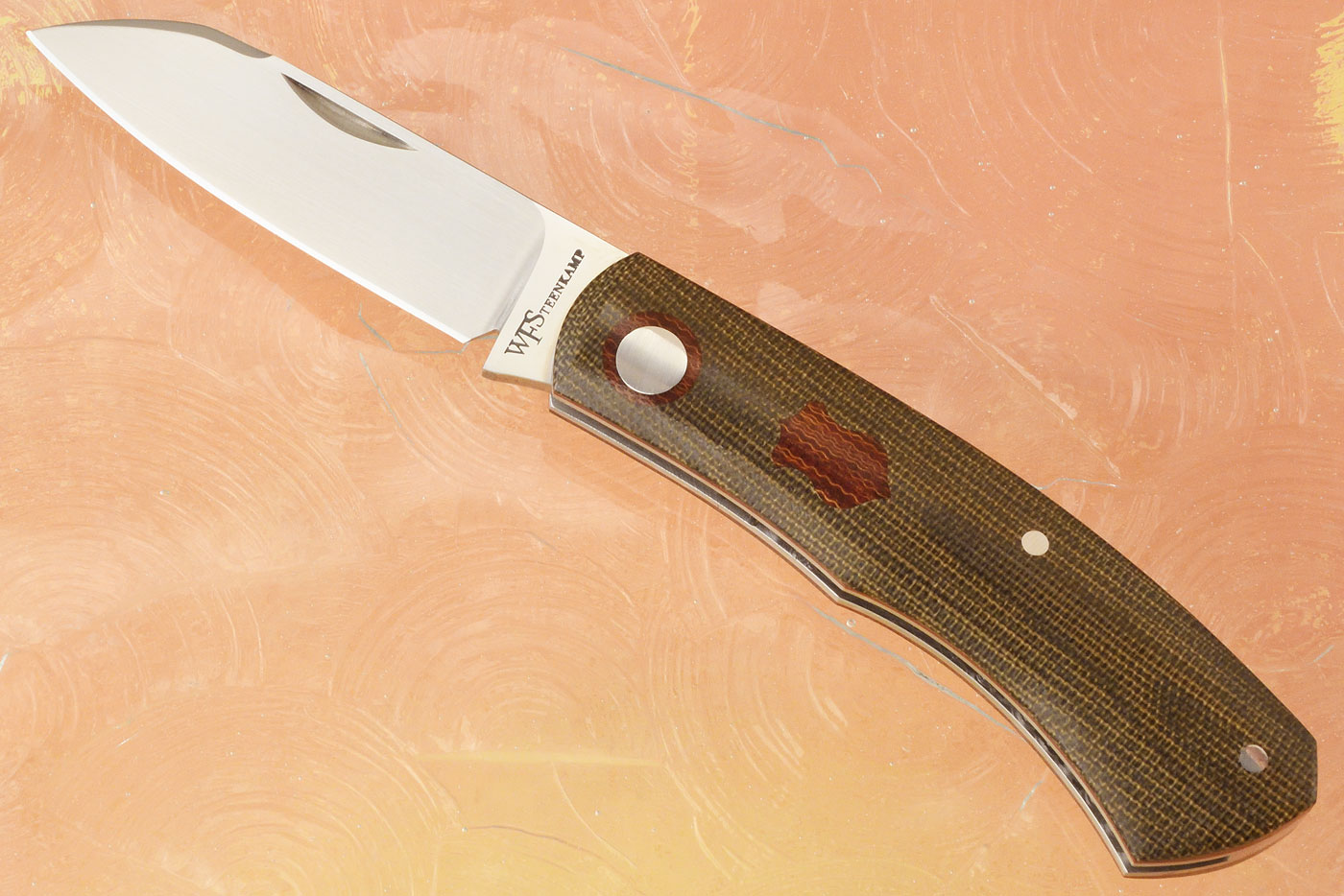 Dino Slipjoint with Green and Natural Linen Micarta