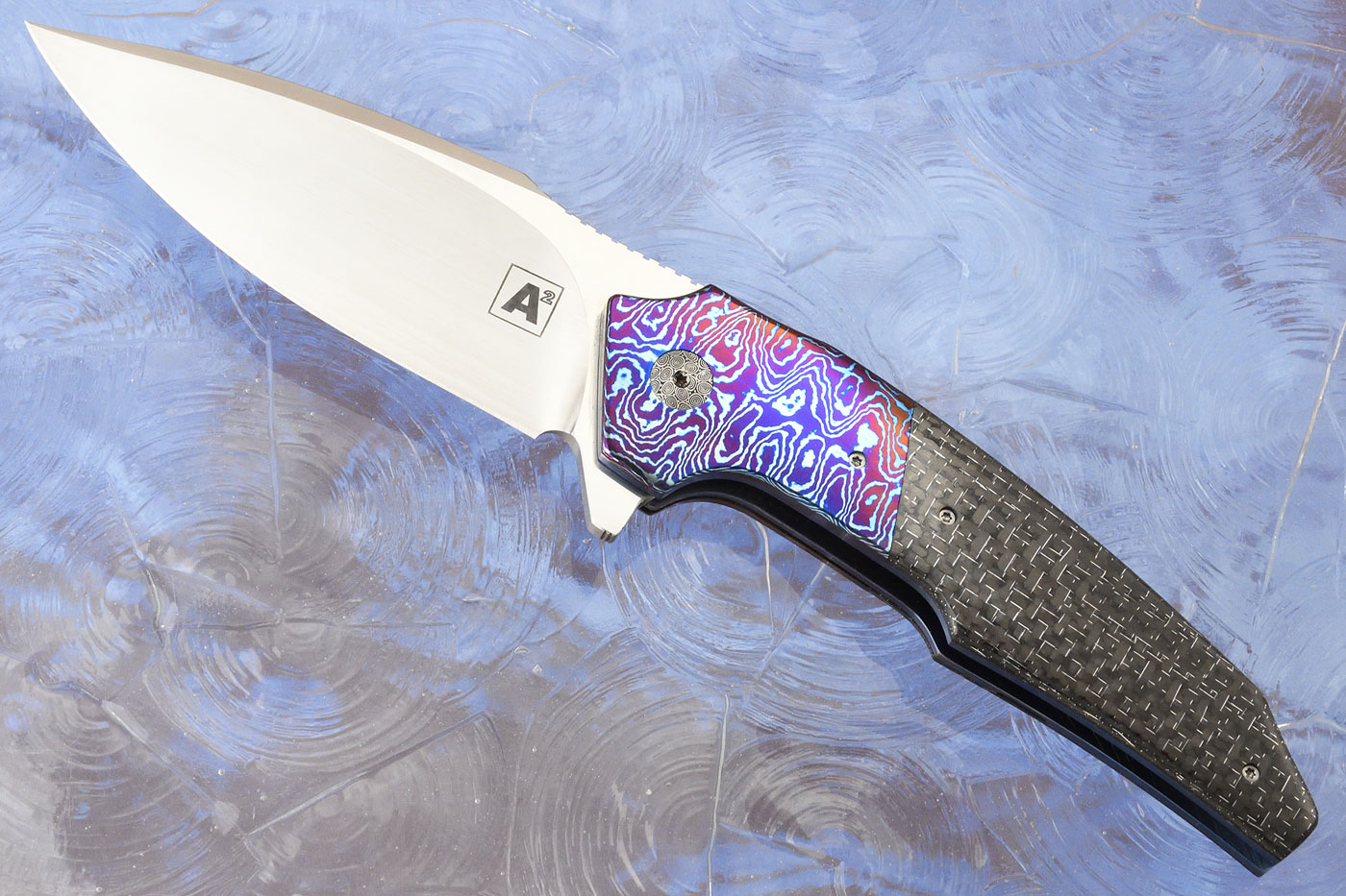 A6 Classic Flipper with Silver Strike Carbon Fiber and Timascus (Ceramic IKBS) - M390