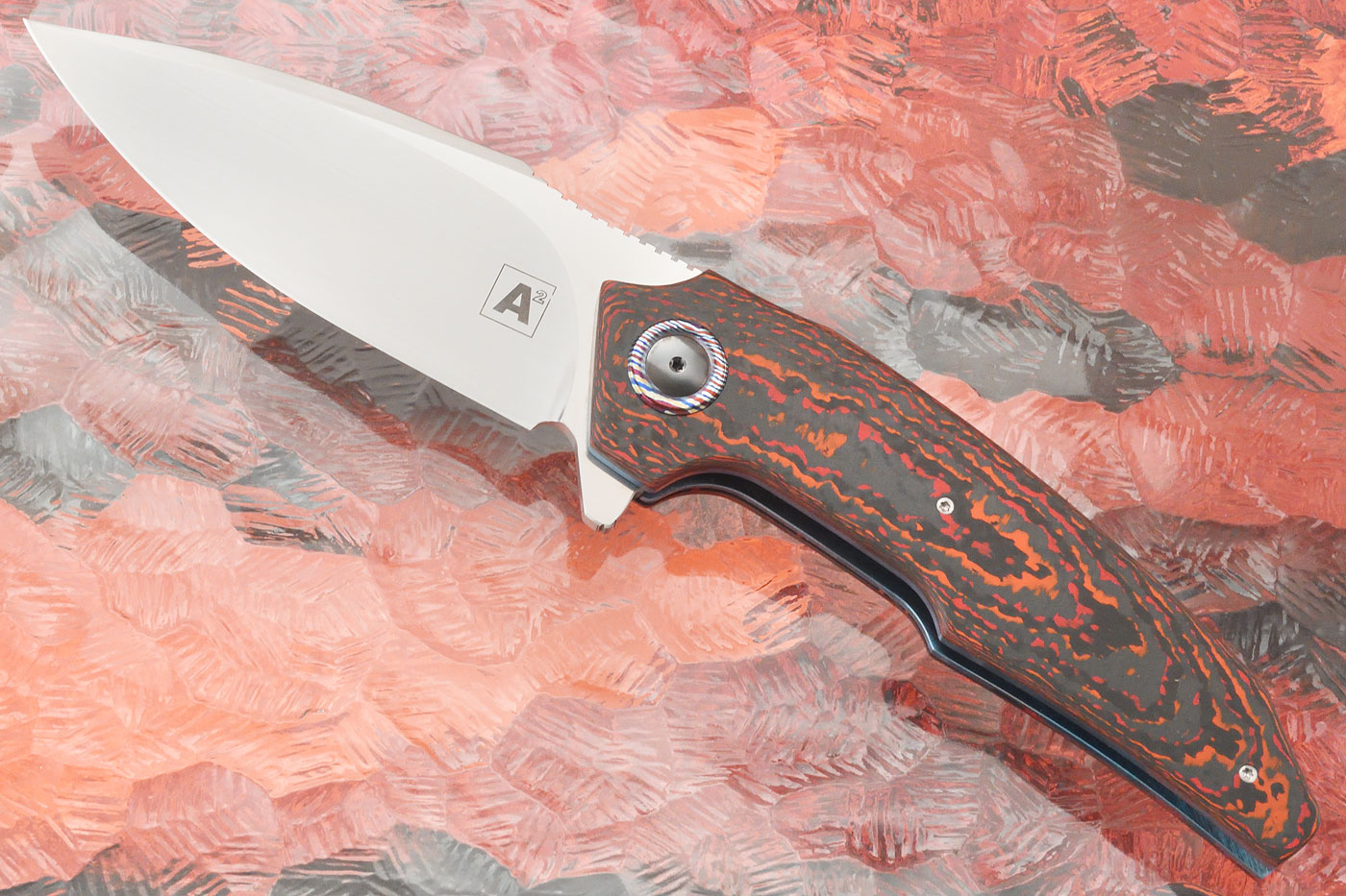 A6 Flipper with Lava Flow FatCarbon, Timascus, and Zirconium (Ceramic IKBS) - CTS-XHP