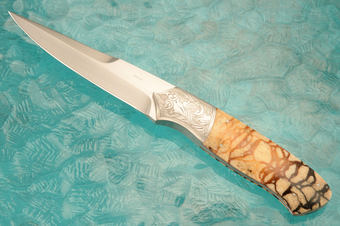 Engraved Boot Knife with Tiger Coral