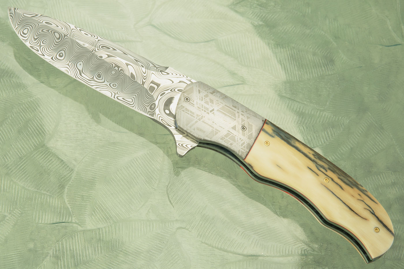 LL-BB Flipper with Mammoth Ivory, Damascus, and Meteorite (Ceramic IKBS)