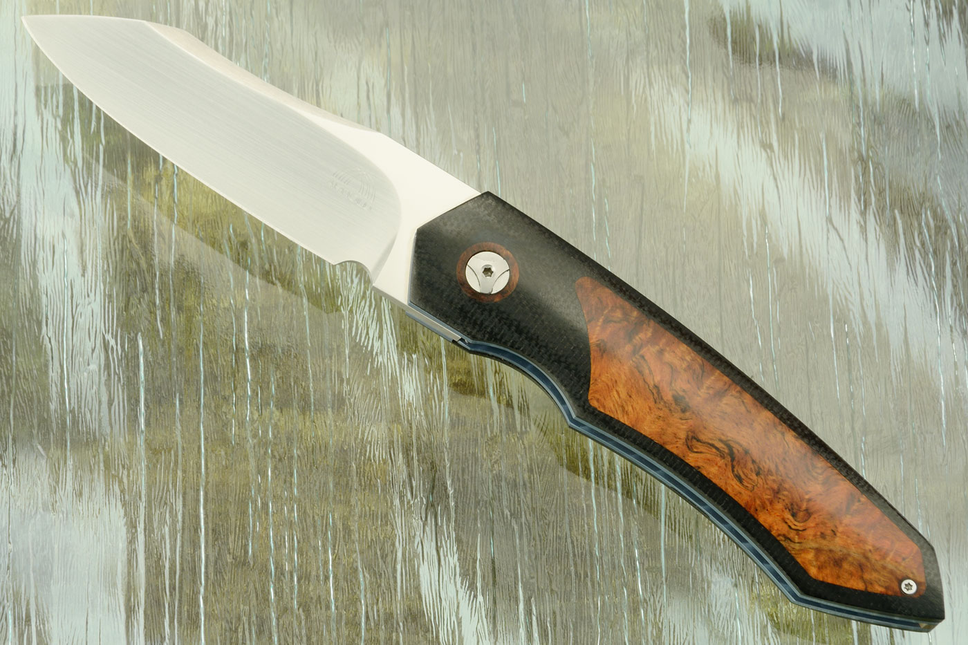 Mini Simba Front Flipper with Micarta and Oak Burl (IKBS) - M390
