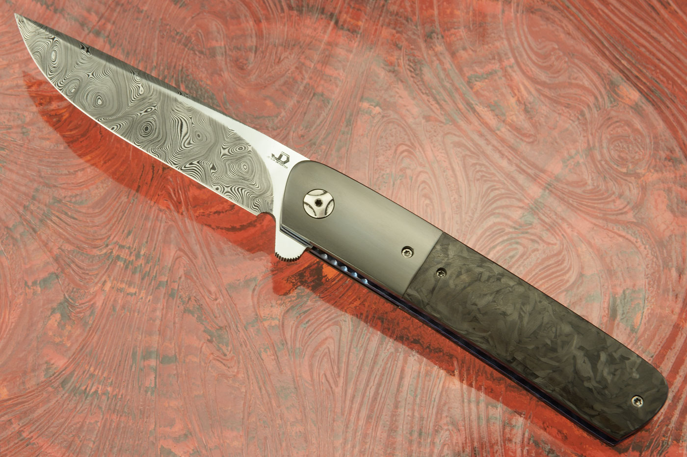 Damascus Pinstripe Premium with Marble Carbon Fiber and Zirconium (IKBS)