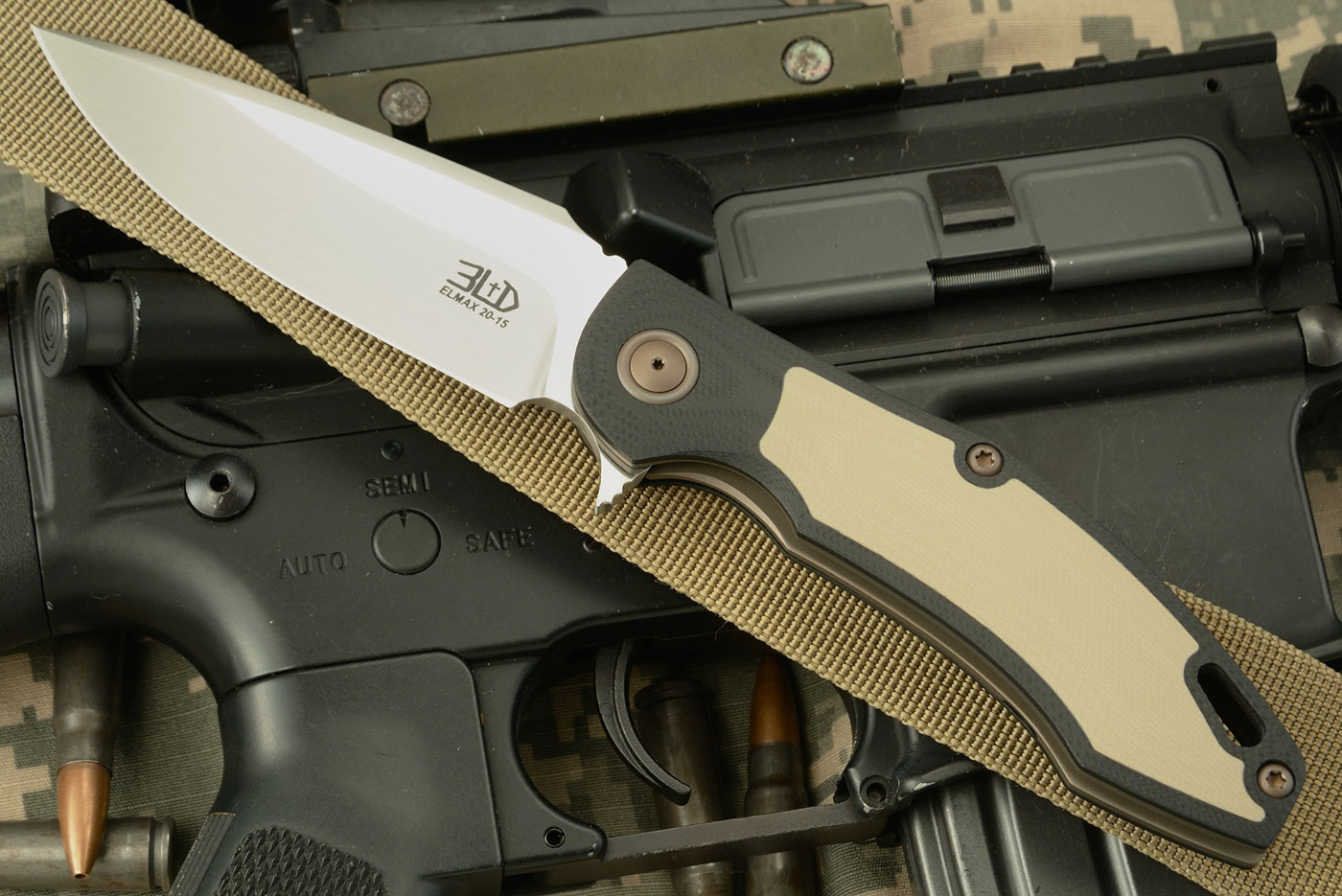 H4 Flipper with Black and Tan G10 - ELMAX