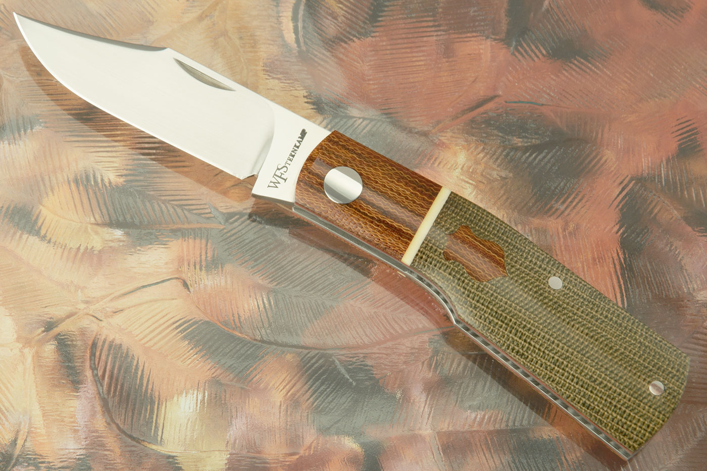 Gunstock Slipjoint with Natural and Green Canvas Micarta