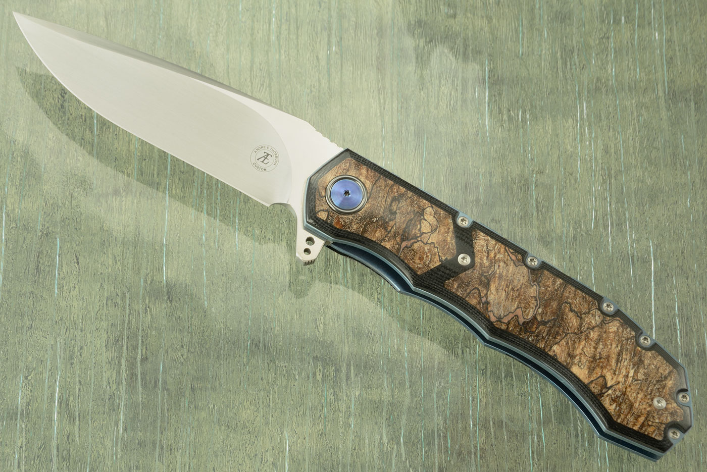 L51 Flipper with Black G10 and Spalted Maple Burl (Ceramic IKBS) - CTS-XHP