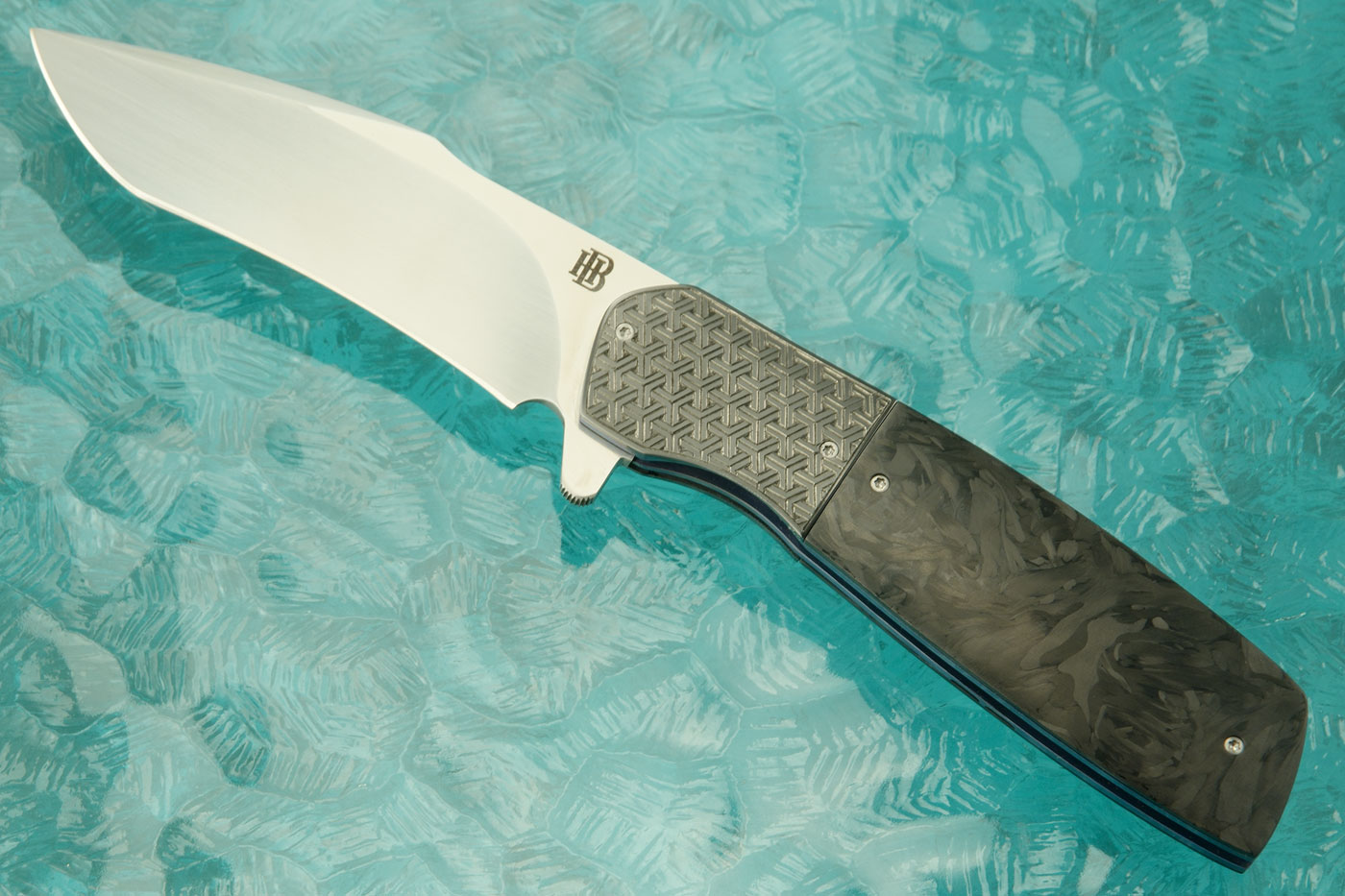 HB17 Flipper with Shred Carbon Fiber and Engraved Zirconium (Ceramic IKBS) - M390