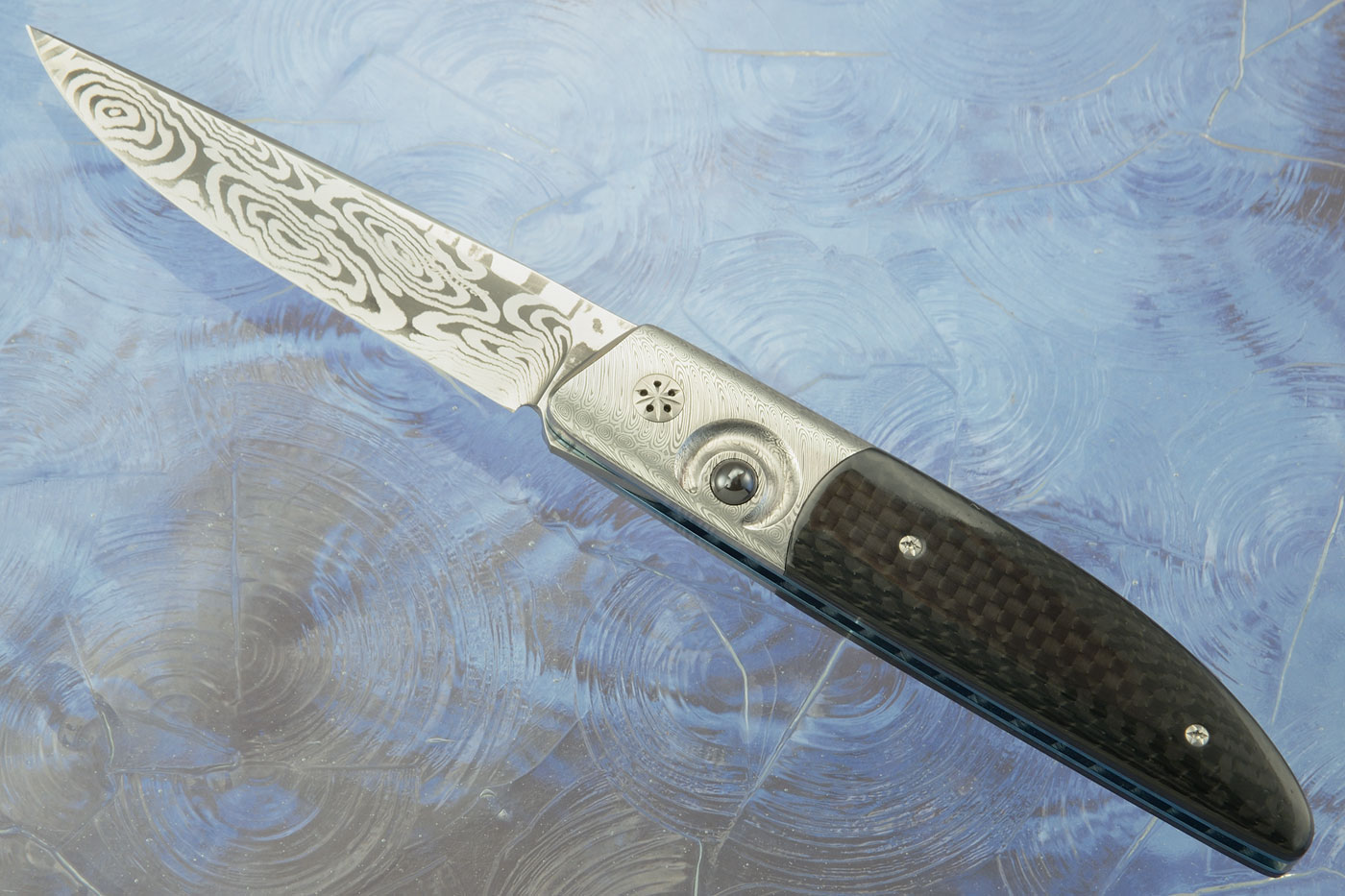 Large Ball Release Front Flipper with Damasteel and Carbon Fiber