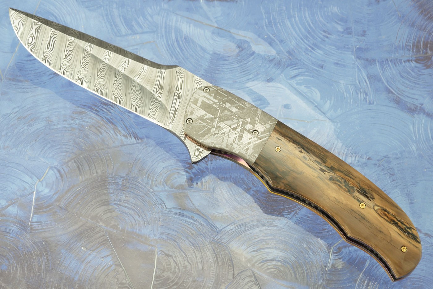 LL-BB Flipper with Mammoth Ivory, Damascus, and Meteorite (Ceramic IKBS)